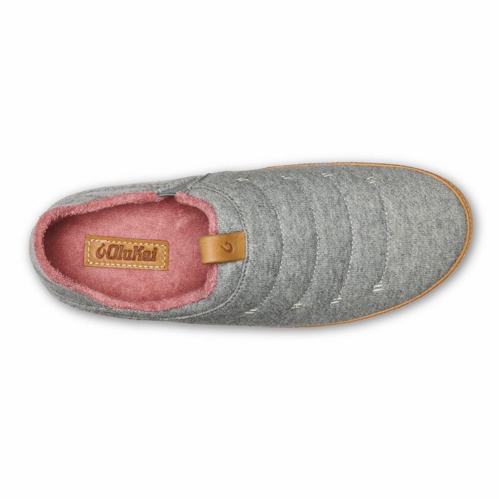 Olukai Women's Lania Slipper - Pale Grey / Golden Sand US867-254